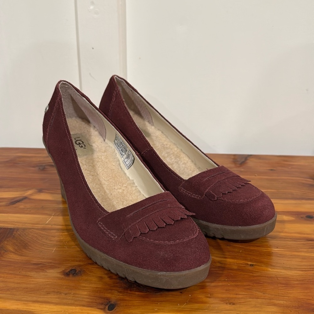 UGG Reese Burgundy Wedge Shoes